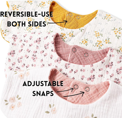 Baby Cotton Muslin Bibs and Bow Headbands Set
