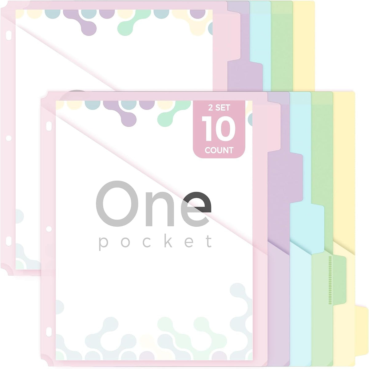 Binder Dividers with Tabs and Pockets – 2 Sets of 10-Pack for 3-Ring Binders, Writable Tabs, Durable & Tear-Resistant, Pink