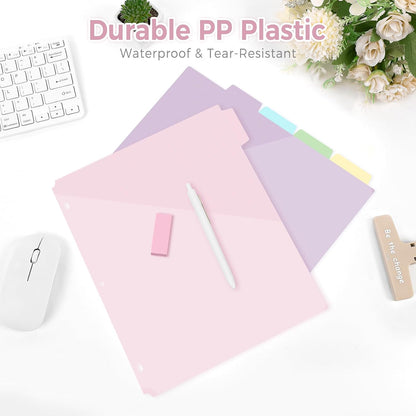 Binder Dividers with Tabs and Pockets – 2 Sets of 10-Pack for 3-Ring Binders, Writable Tabs, Durable & Tear-Resistant, Pink