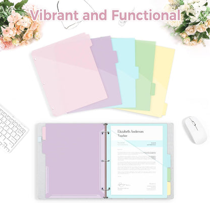 Binder Dividers with Tabs and Pockets – 2 Sets of 10-Pack for 3-Ring Binders, Writable Tabs, Durable & Tear-Resistant, Pink