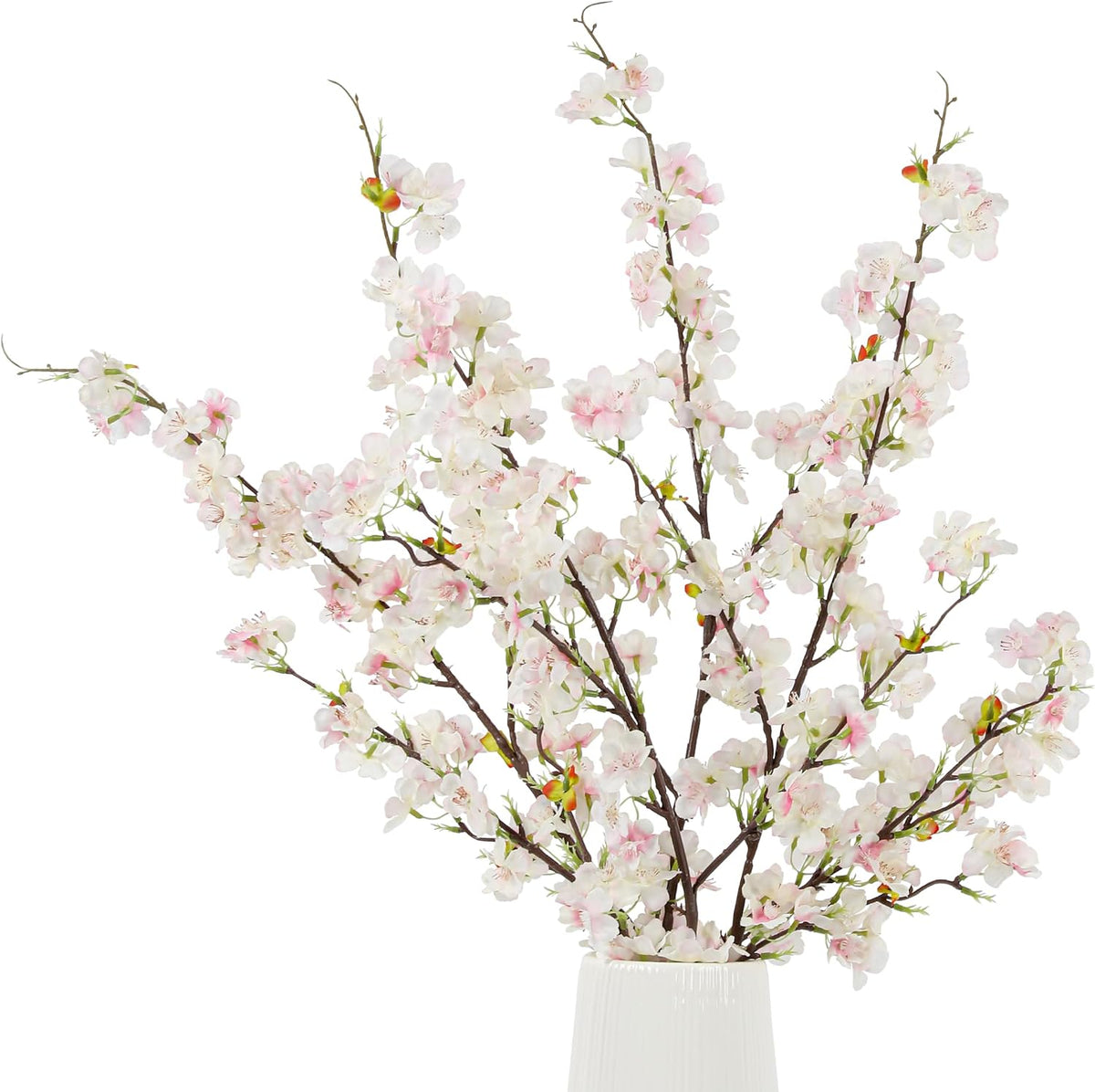 Artificial Cherry Blossom Flowers (4pcs, Light Pink), Real Touch Silk Bouquet for Home, Wedding, Garden and Party Events Decoration, DIY Fake Floral Arrangements