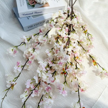 Artificial Cherry Blossom Flowers (4pcs, Light Pink), Real Touch Silk Bouquet for Home, Wedding, Garden and Party Events Decoration, DIY Fake Floral Arrangements