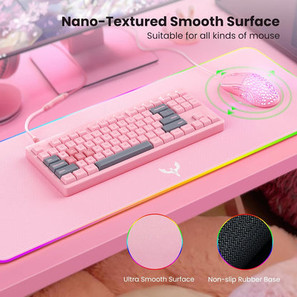 RGB Gaming Mouse Pad Extra Large Extended 31.5x12 Inch-Pink