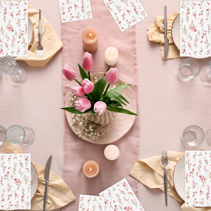 50 Pack Spring Paper Napkins Disposable Pink Floral Hand Towels Cherry Blossom Decorative Table Napkin for Spring Summer Wedding Dinner Supplies Tableware Decor，4.3"*7.8"