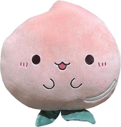 Peach Plush Pillow, Fruit Stuffed Animal, Food Plush Pillow with Hand Pocket, Gift for Kids Adults (12.9 * 12.2in)