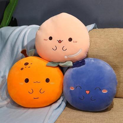 Peach Plush Pillow, Fruit Stuffed Animal, Food Plush Pillow with Hand Pocket, Gift for Kids Adults (12.9 * 12.2in)
