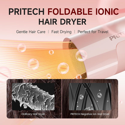 1250W Dual Voltage Travel Hair Dryer with Diffuser,Foldable