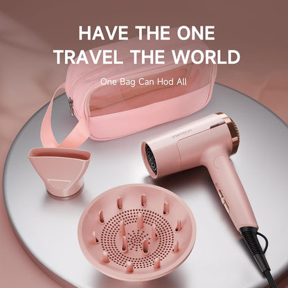 1250W Dual Voltage Travel Hair Dryer with Diffuser,Foldable