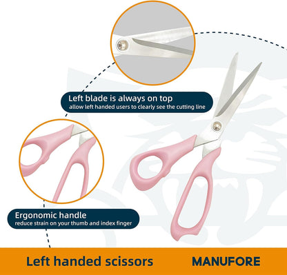 Left-Handed Fabric Sewing Scissors and Rotary Cutter with Blades