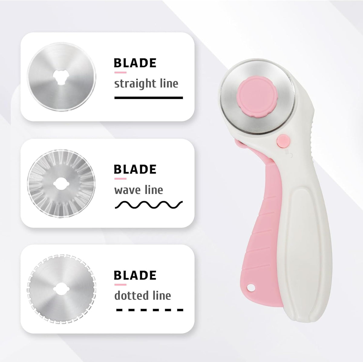 Left-Handed Fabric Sewing Scissors and Rotary Cutter with Blades
