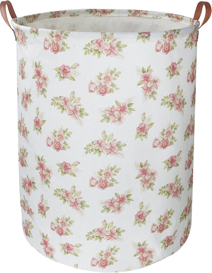 Pink Flower Laundry Hamper, laundry Basket, Nursery Hamper,Waterproof Storage Bin for Bedroom,Clothes Organizer Basket, Room Decor(Pink Flower)