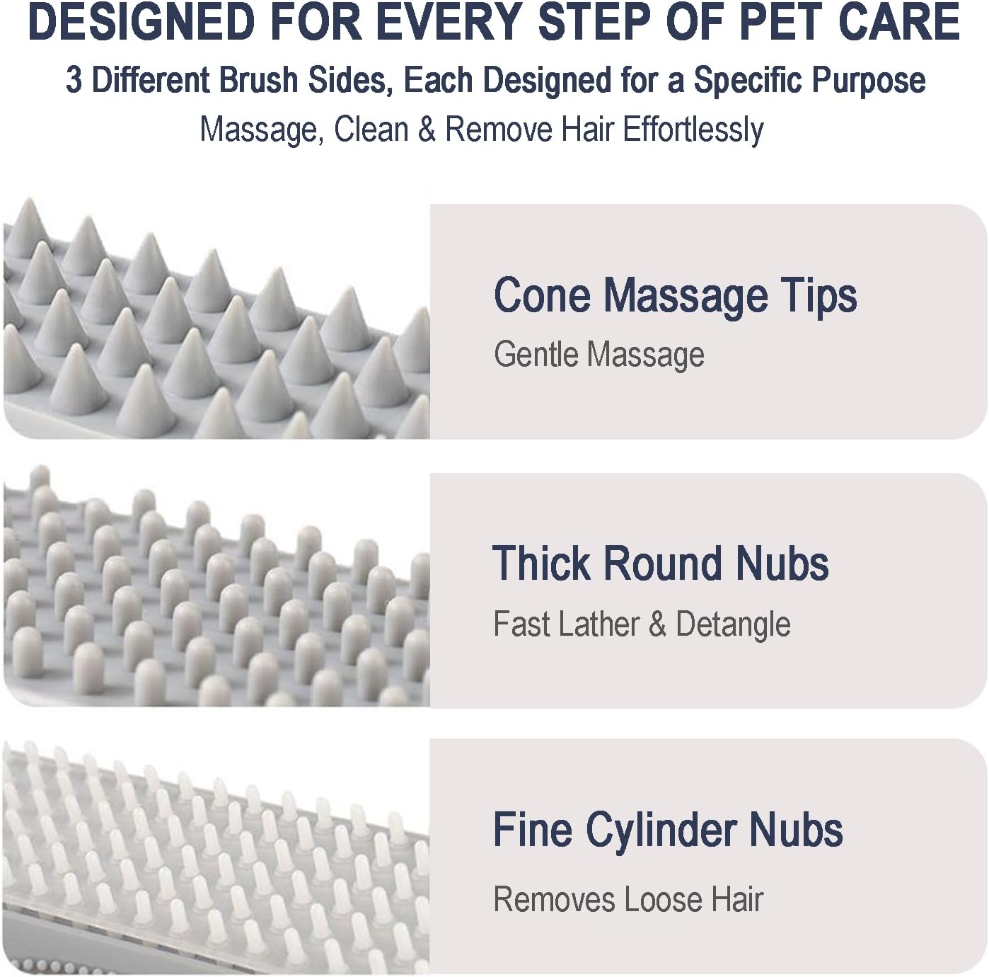 Triangular Wrap-Around Pet Grooming & Bath Brush for Dogs & Cats – 3-in-1 Silicone Dog Bath Brush with Deshedding Bristles, Massage Cones & Deep Cleaning Nubs, Soft Flexible Self-Cleaning Design,Pink