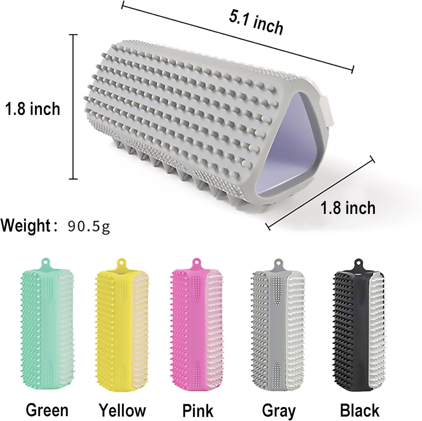 Triangular Wrap-Around Pet Grooming & Bath Brush for Dogs & Cats – 3-in-1 Silicone Dog Bath Brush with Deshedding Bristles, Massage Cones & Deep Cleaning Nubs, Soft Flexible Self-Cleaning Design,Pink