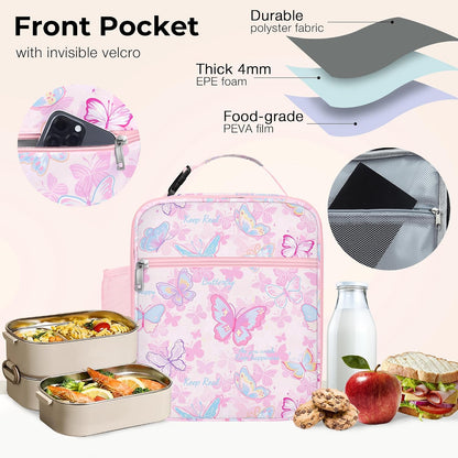 Kid Lunch Box for Girl Insulated Lunch Bag Back to School, Pink