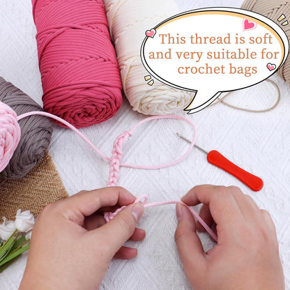 Polyester Cord 4mm x 164 Yards Thick Crochet Cord, Braided Macrame Cord 4mm Polyester Yarn for Crocheting Bags/Baskets, Macrame Projects, Decoration, DIY Crafts