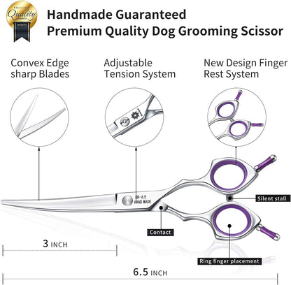 Dream Reach Dog Grooming Scissors - 6.5" Professional Sharp Downword Curved Shears with Ergonomic Handle for Cats Dogs