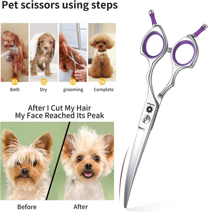 Dream Reach Dog Grooming Scissors - 6.5" Professional Sharp Downword Curved Shears with Ergonomic Handle for Cats Dogs