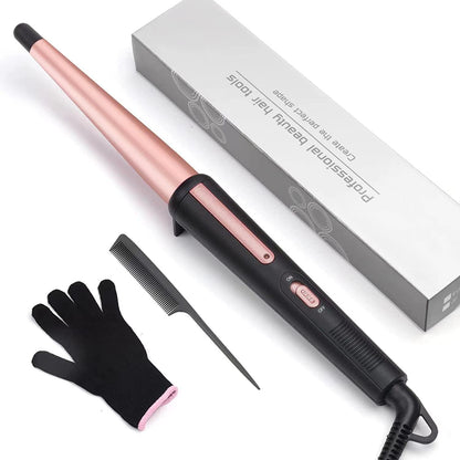 Hair Curling Iron Wand 0.5-1",210℃ for Classic Curls&Natural Waves