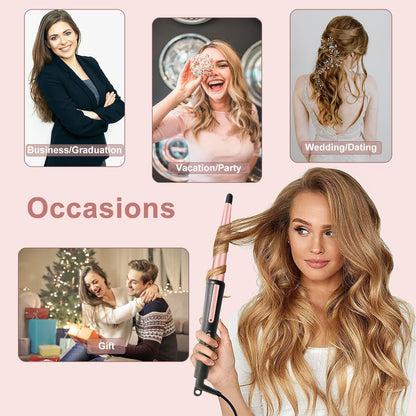 Hair Curling Iron Wand 0.5-1",210℃ for Classic Curls&Natural Waves
