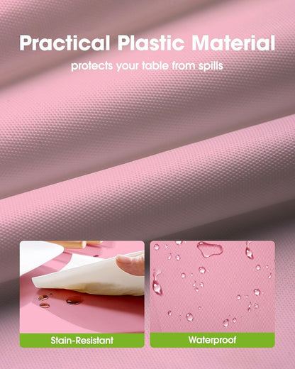 Plastic Table Cloth Disposable 10 Pack, 84'' Round Table Cloths, Easter Party, Valentines, Mothers Day Decorations, Tablecloths, Round, Pastel Plastic Cover, Leakproof & Sturdy, Pink