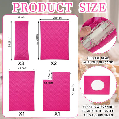 7 Pcs Winter Ferret Cage Liner Set Washable Ferret Pads Bedding Cage Accessories for Small Animals Hamster Rats Chinchillas Hedgehogs Guinea, Stain-Resistant Material(Light Pink)