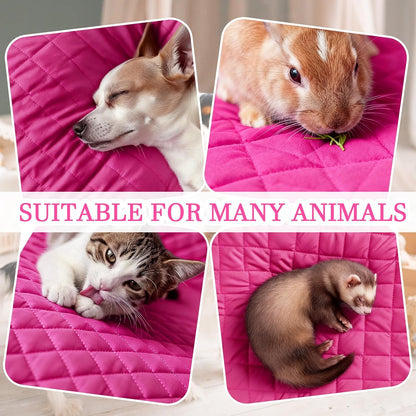 7 Pcs Winter Ferret Cage Liner Set Washable Ferret Pads Bedding Cage Accessories for Small Animals Hamster Rats Chinchillas Hedgehogs Guinea, Stain-Resistant Material(Light Pink)