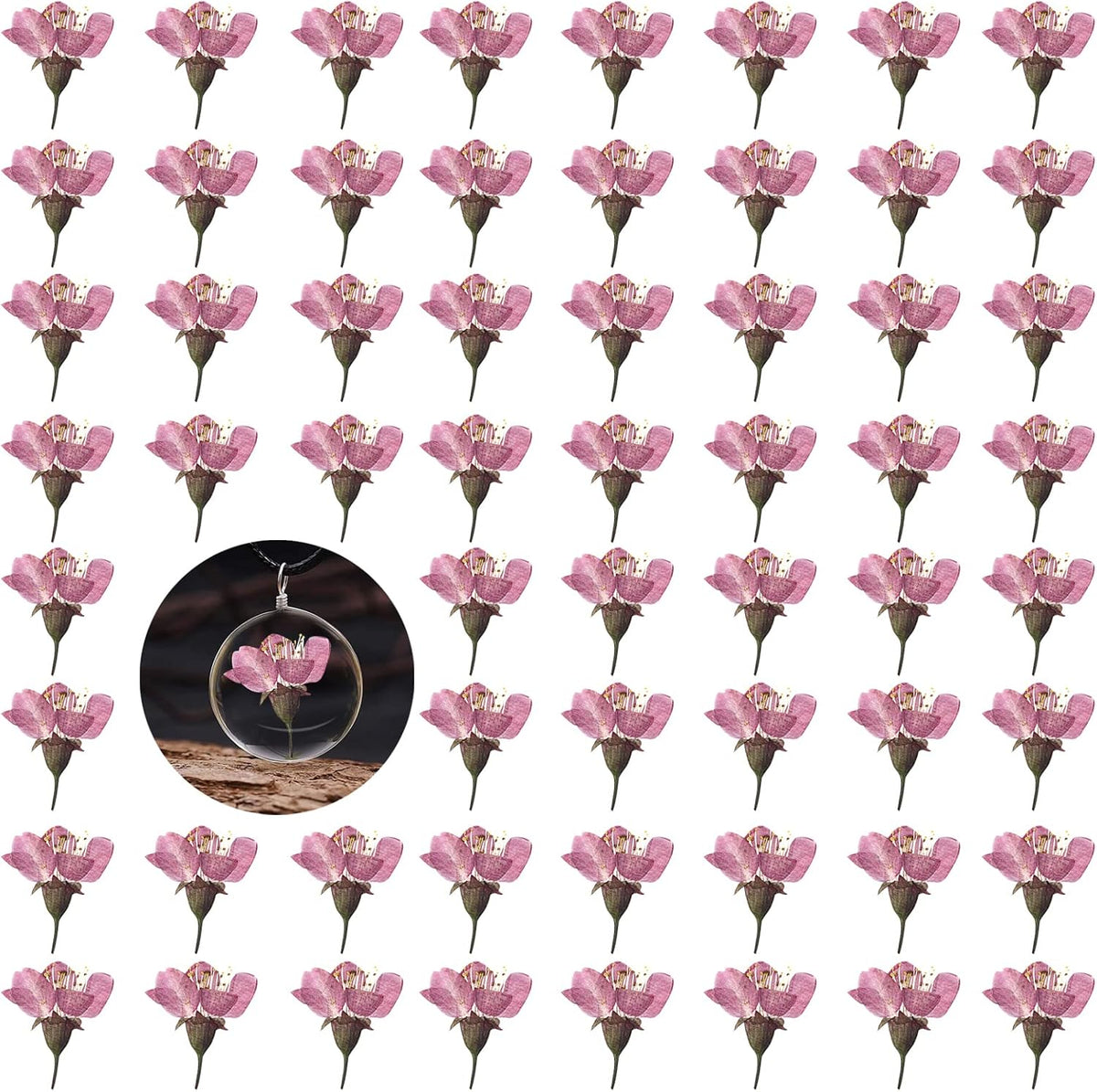 Dried Pressed Cherry Blossoms, 60PCS Pink Real Natural Dried Flowers for Resin DIY Ornament Crafts Candle Making, Natural Color