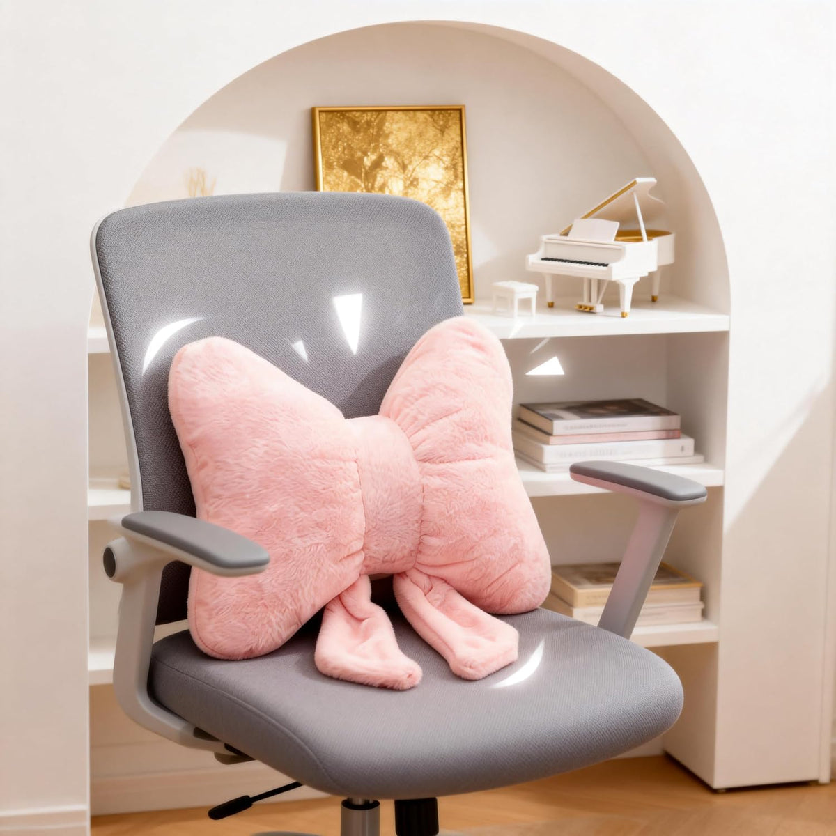 Pink Bow Pillow, Throw Pillows Soft Bow Decorative Pillows, Decorative Cute Pillows for Bed Sofa Couch Home Decor, 12 * 9inch