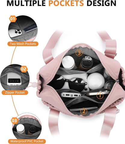 Small Gym Bag for Women Quilted Mini Tote with Wet Compartment and Coin Purse, Cute Duffle Bag for Girls Workout Sport Travel