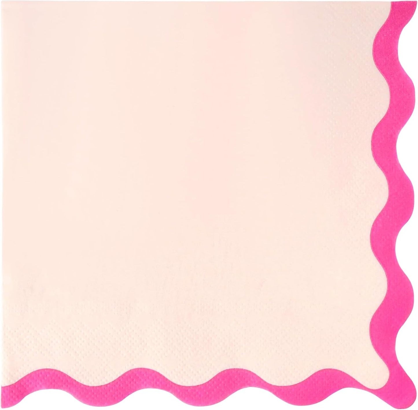 100 Pcs Pink Scalloped Paper Napkins Pink Wavy Edge Summer 6.5" Disposable Luncheon Napkins for Mothers Day Wedding Baby Shower Bachelorette Birthday Party Supplies Table Decor