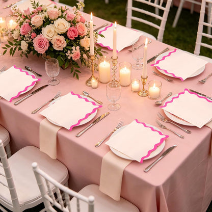 100 Pcs Pink Scalloped Paper Napkins Pink Wavy Edge Summer 6.5" Disposable Luncheon Napkins for Mothers Day Wedding Baby Shower Bachelorette Birthday Party Supplies Table Decor