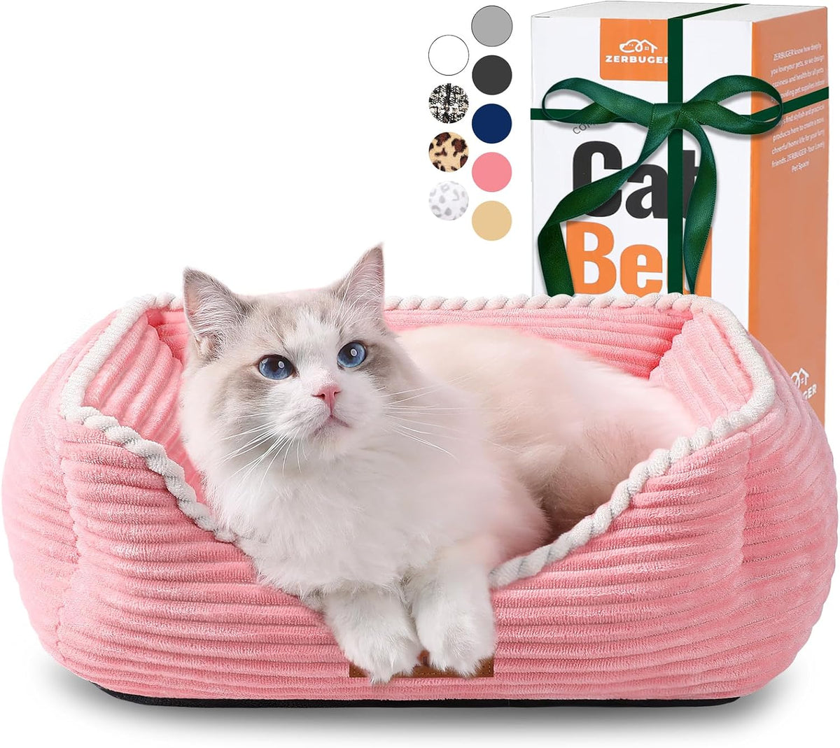 20in Pink Rectangle Cat Dog Bed Machine Washable Sleeping Sofa
