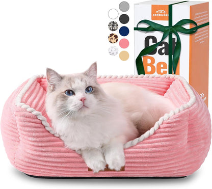 20in Pink Rectangle Cat Dog Bed Machine Washable Sleeping Sofa