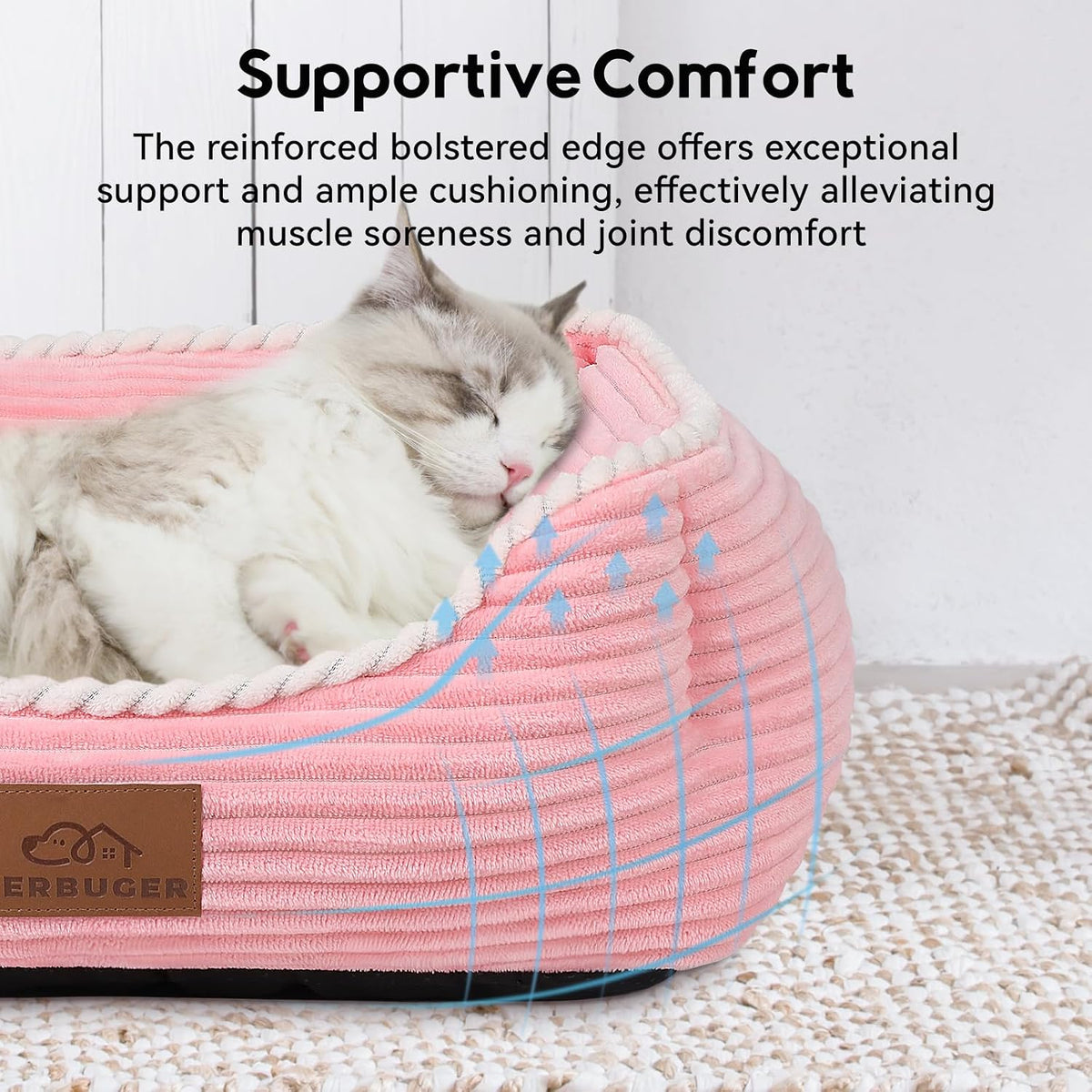 20in Pink Rectangle Cat Dog Bed Machine Washable Sleeping Sofa