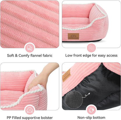 20in Pink Rectangle Cat Dog Bed Machine Washable Sleeping Sofa