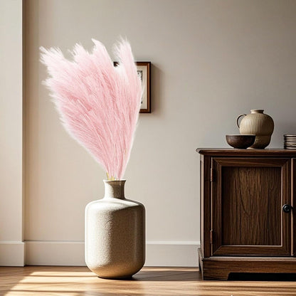 8 Pcs Light Pink Tall Faux Pampas Grass Decor, 45 Inches Artificial Pampas Grass Bulk, Large Faux Pompas Dried Decor for Floor Vase Filler, Home Boho, Wedding Anniversaries, Baby Shower Decoration