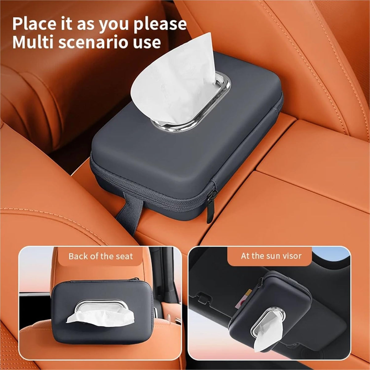 Car Tissue Holder Car Mounted Tissue Box Drawer Creative Armrest Backrest Hanging Multifunctional Sun Visor Bag(Pink)