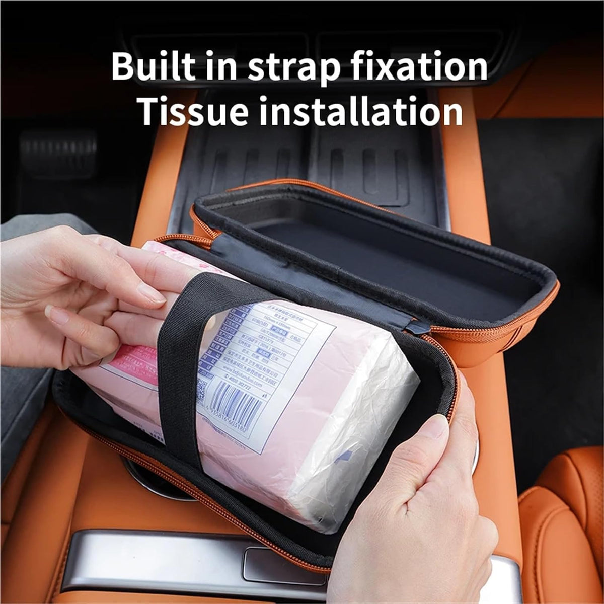 Car Tissue Holder Car Mounted Tissue Box Drawer Creative Armrest Backrest Hanging Multifunctional Sun Visor Bag(Pink)