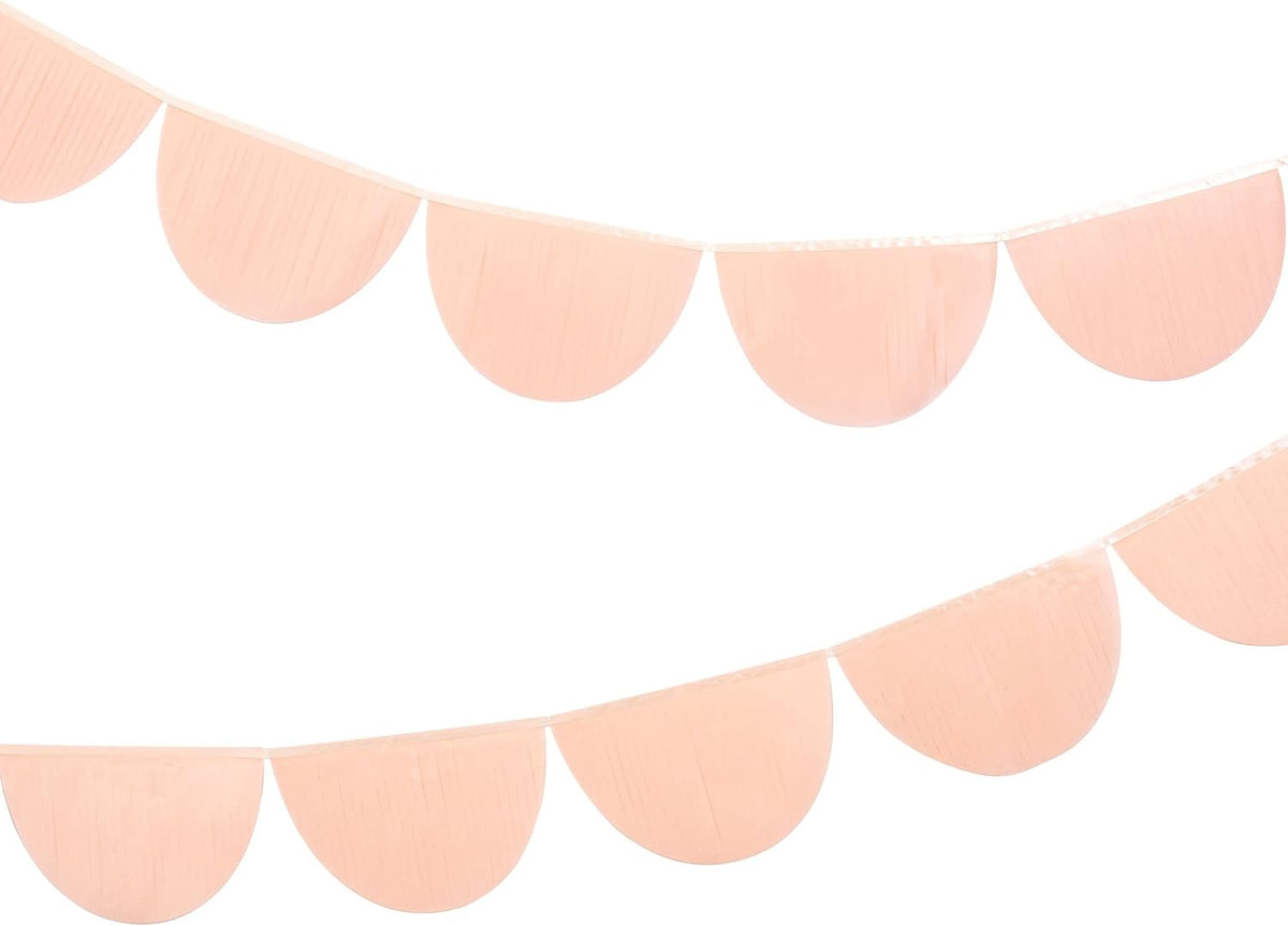 Peach Scallop Pennant Banner (Pack of 2), 13' Party Banner Including Excess Cord, Garland Birthday Party Decorations