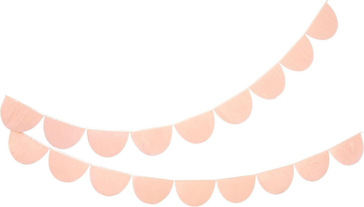 Peach Scallop Pennant Banner (Pack of 2), 13' Party Banner Including Excess Cord, Garland Birthday Party Decorations