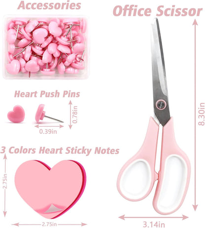 Pink Office Supplies, Pink Stapler and Tape Dispenser Set for Women