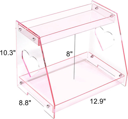 2 Tier Pink Heart Bathroom Countertop Organizer Display Shelf