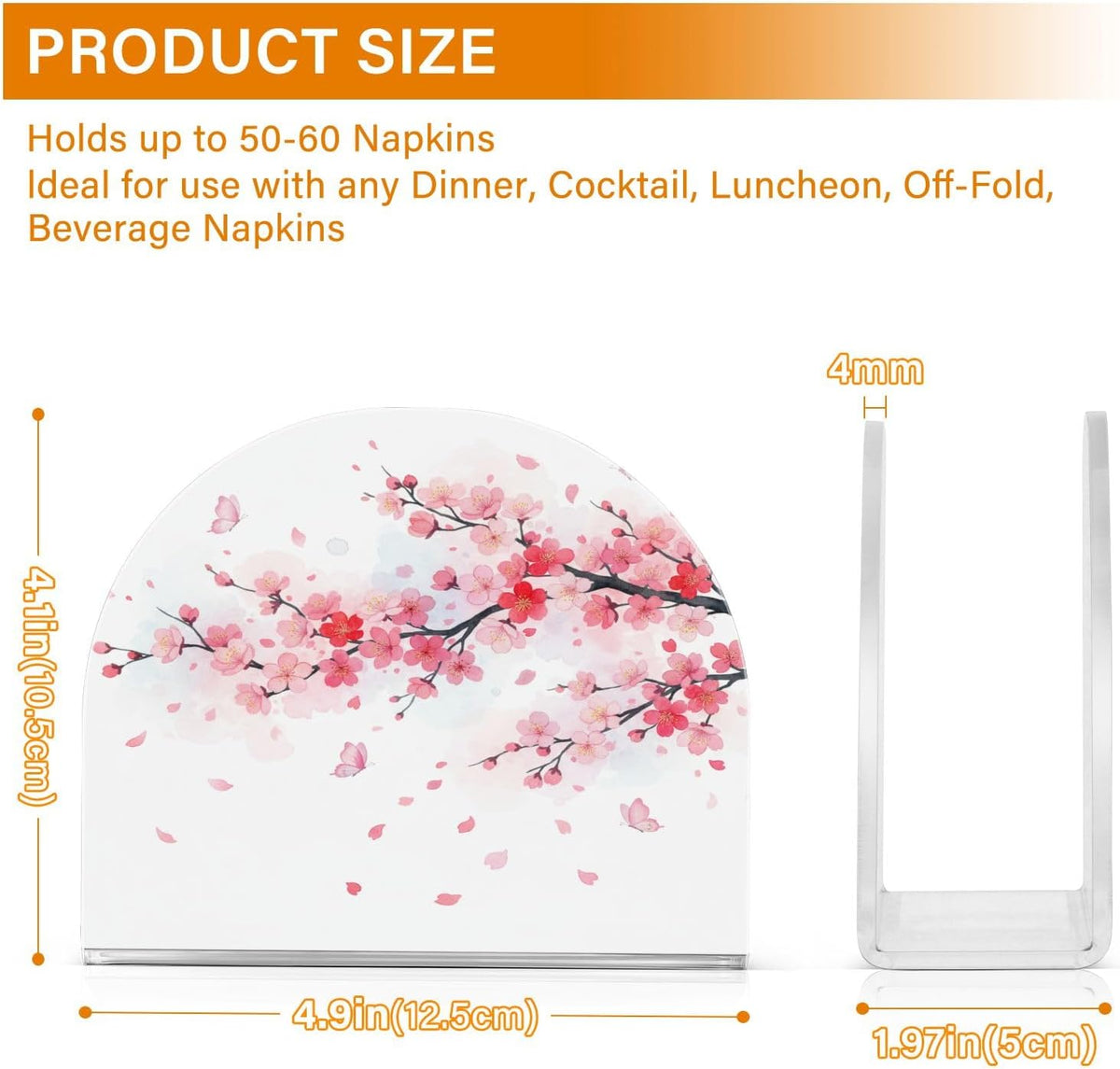 Beautiful Spring Pink Cherry Blossom Napkin Holder for Table Kitchen Decor Acrylic Paper Napkin Holders for Tissue Dining Room Indoor Outdoor Party Holiday Accessories
