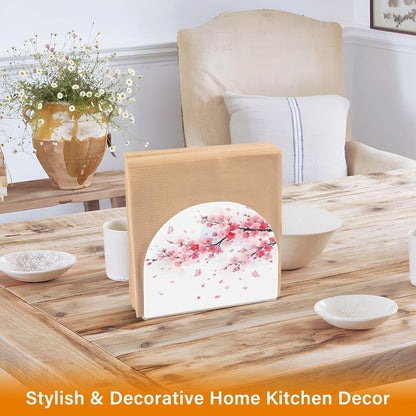 Beautiful Spring Pink Cherry Blossom Napkin Holder for Table Kitchen Decor Acrylic Paper Napkin Holders for Tissue Dining Room Indoor Outdoor Party Holiday Accessories