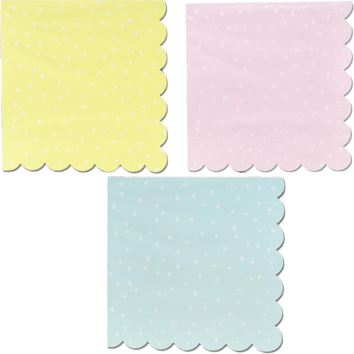 Coterie Seashell Napkins (25 per Pack) – Scallop-Shaped Party Napkins with Shimmery Foil Detail for Mermaid Parties, Beach Themes & Coastal Celebrations | 3-Ply Disposable | 5" x 5" (Polka Dot)