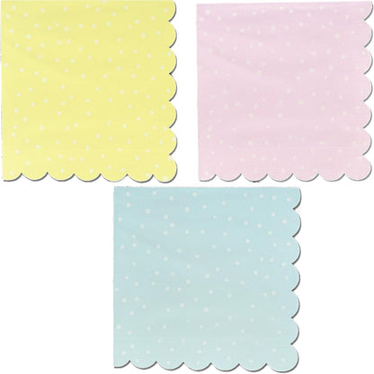 Coterie Seashell Napkins (25 per Pack) – Scallop-Shaped Party Napkins with Shimmery Foil Detail for Mermaid Parties, Beach Themes & Coastal Celebrations | 3-Ply Disposable | 5" x 5" (Polka Dot)