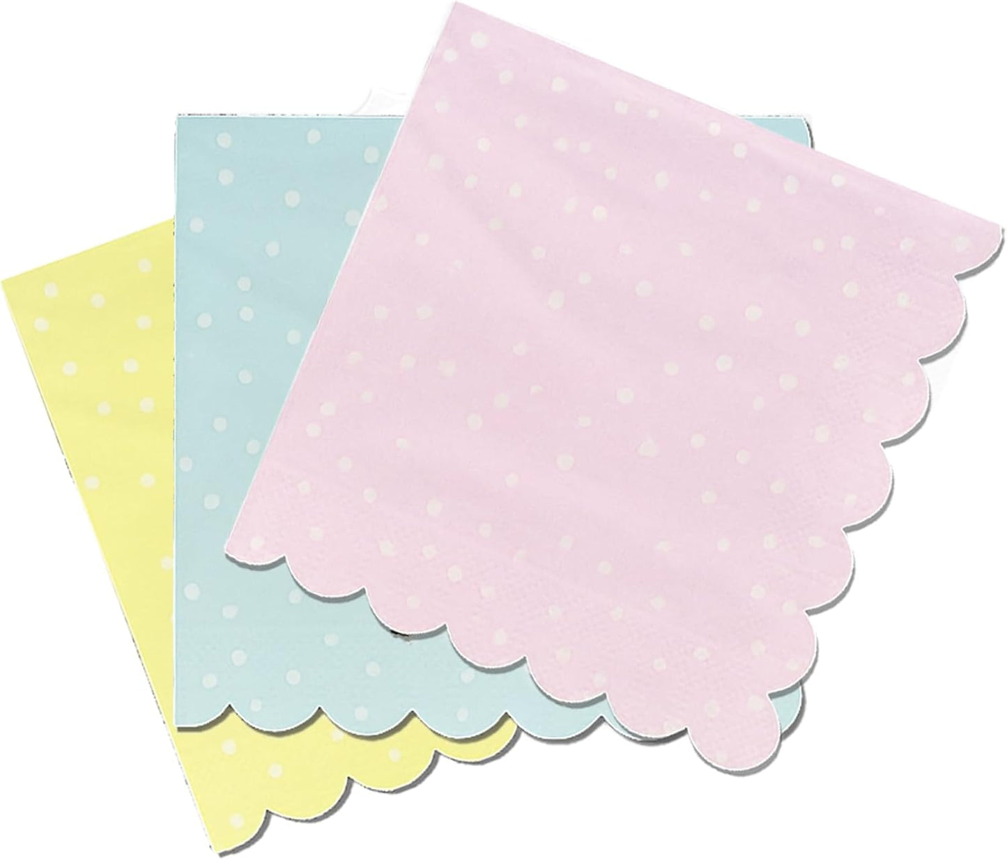 Coterie Seashell Napkins (25 per Pack) – Scallop-Shaped Party Napkins with Shimmery Foil Detail for Mermaid Parties, Beach Themes & Coastal Celebrations | 3-Ply Disposable | 5" x 5" (Polka Dot)