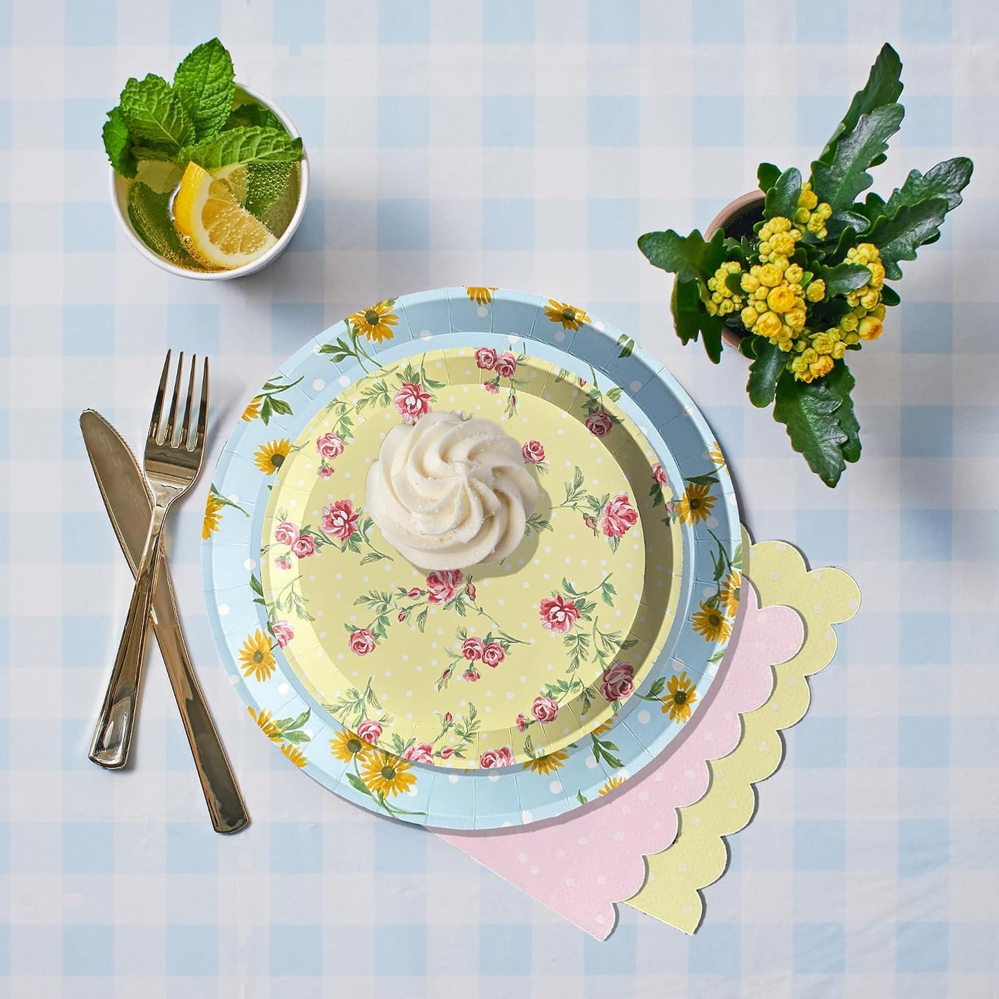 Coterie Seashell Napkins (25 per Pack) – Scallop-Shaped Party Napkins with Shimmery Foil Detail for Mermaid Parties, Beach Themes & Coastal Celebrations | 3-Ply Disposable | 5" x 5" (Polka Dot)