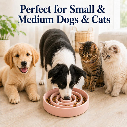 Ceramic Slow Feeder Dog Bowls with Anti-Slip, Slow Feeder & Non-Slip Design, Boredom and Anxiety Reducer, Suitable for All Breed Dogs and Cat (Ceramic-Pink)