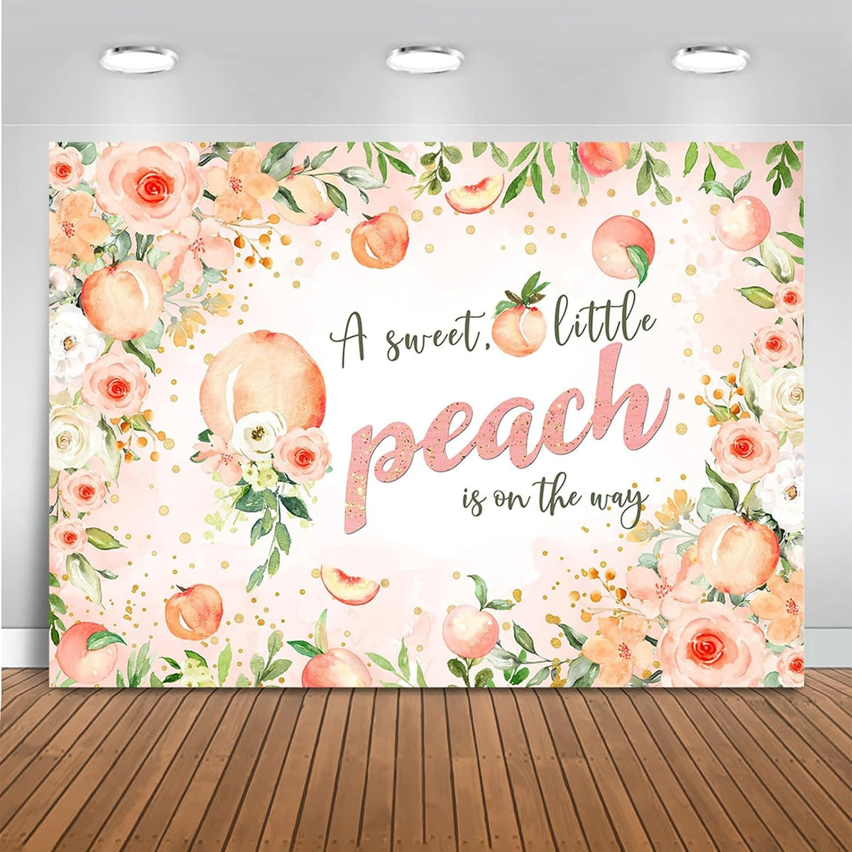 Peach Baby Shower Backdrop A Sweet Little Peach is on The Way Pink for Girls Baby Shower Party Decorations Peaches Floral Photography Background (Pink, 8x6ft(96"x72"))